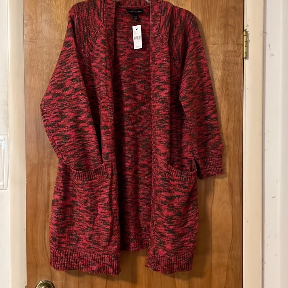 Lane Bryant cozy red/brown brindle cardigan, sz 18/20